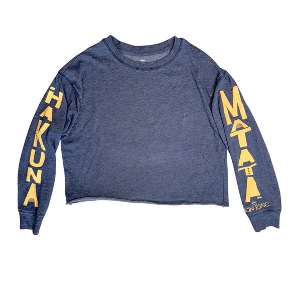 DISNEY THE LION KING Women’s Blue ‘Hakuna Matata’ Cropped Long Sleeve Shirt - Picture 1 of 6